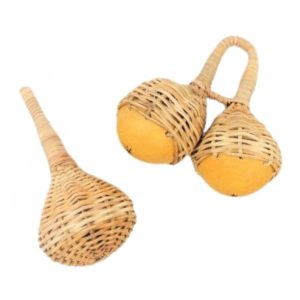 Single and double cane jinglers hand woven from elephant reed in Ghana