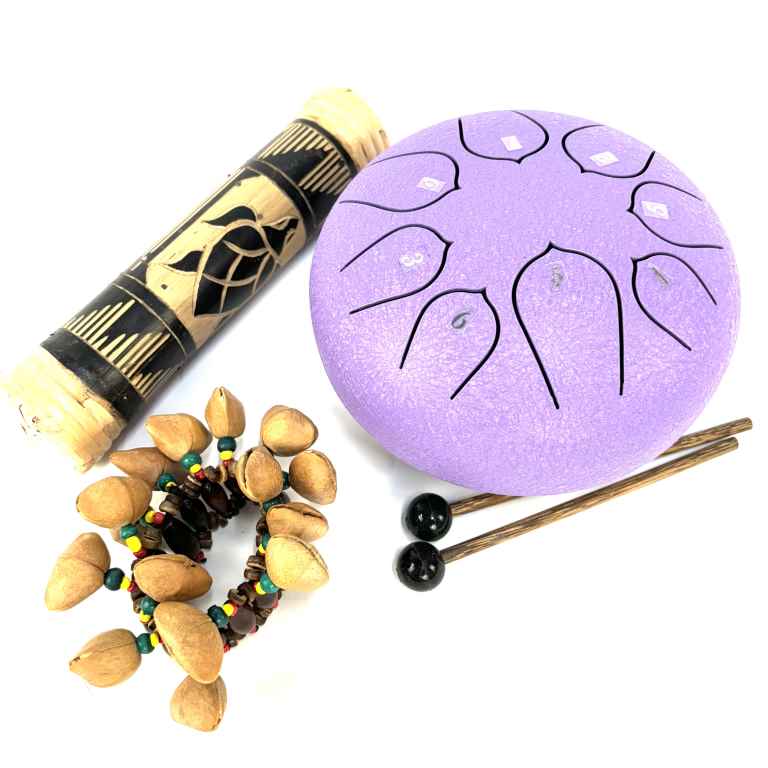 sound healing pack with mini steel tongue drum
