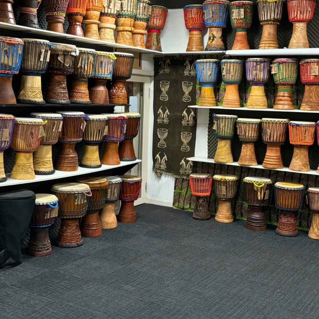 african-drumming-handmade-djembe-drums-showroom