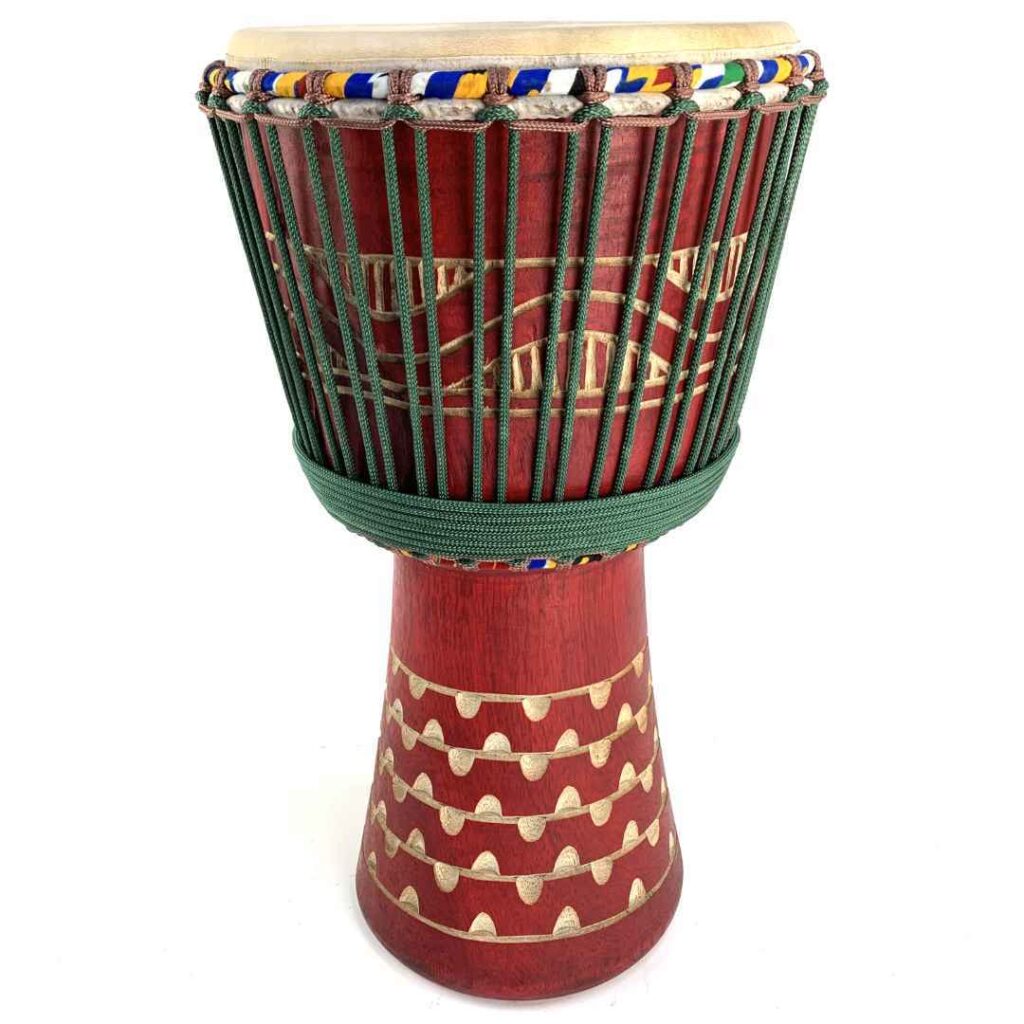 ghana dembe hand carved with goat skin