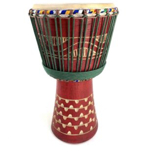 ghana dembe hand carved with goat skin