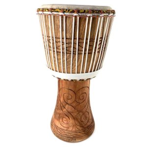 ghana djembe with goat skin and white rope