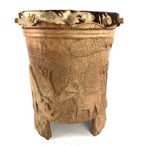 ngoma drum with carvings