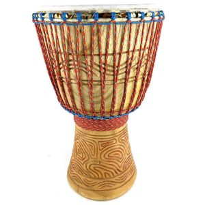 big ghana djembe with red ropes