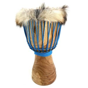 ghana djembe with goat hair and blue rope