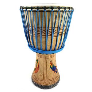 ghana djembe with blue rope and goat skin
