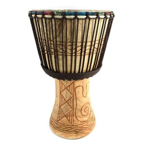 Ghana djembe with carvings