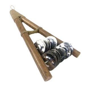 Sistrum jingle stick with stainless steel zills and wooden handle