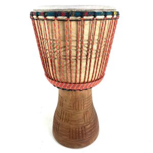 ghana djembe with red rope and cow skin