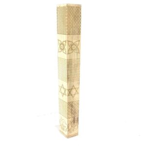 53 cm pine timber rain column with engraved decorative patterns.