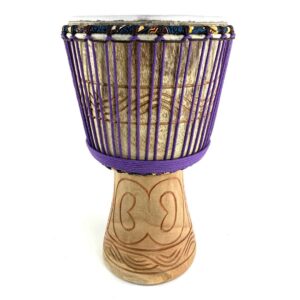 Traditional Ghana djembe made from Twenaboa timber with natural goat skin head