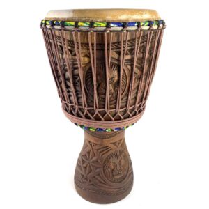 Ivory Coast Iroko hardwood djembe with durable natural cow skin