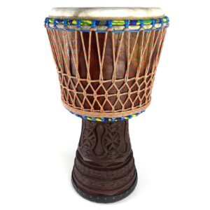 Mali Ironwood djembe with thick natural cow skin and dense hardwood shell
