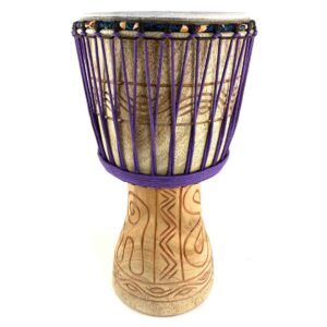 Ghana djembe with Twenaboa timber shell, natural goat skin and deep bass