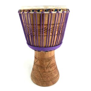 Lightweight Ghana djembe with comfort curve and durable natural goat skin