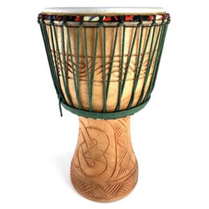 14 inch Ghana Tweneboa djembe with medium thick yearling skin