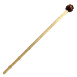 Full-length wooden xylophone mallet with a straight bamboo shaft and round jempinis timber head