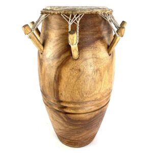 Traditional Ghana Kpanlogo drum with Twenaboa hardwood shell and natural cow skin head