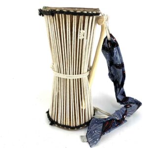 Senegalese Tama talking drum with hardwood shell and lizard skin heads