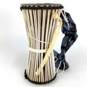 West African Tama talking drum handmade in Senegal with lizard skin