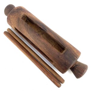 Small Mali Krin log drum carved from dense Khadi hardwood 49cm long